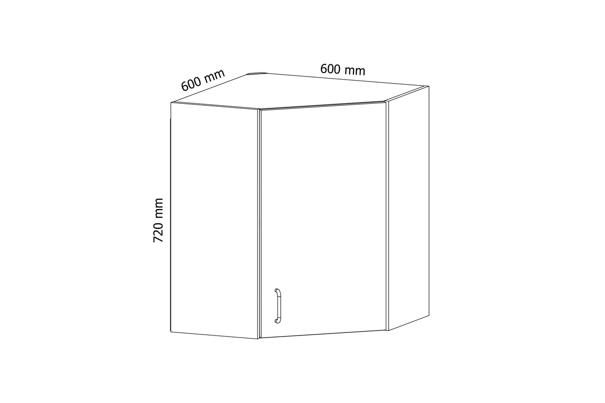 Aspen G60N - akasztós sarokszekrény - fehér Szafka konyha függő sarok Aspen G60N - méretek szafki 