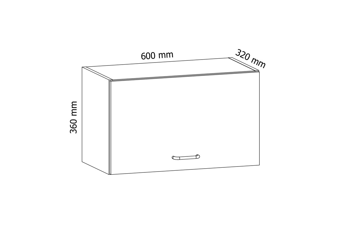Aspen Bílý lesk G60KN - Skříňka výklopná nízká Skříňka kuchyňská závěsná nízká Aspen G60KN - Rozměry