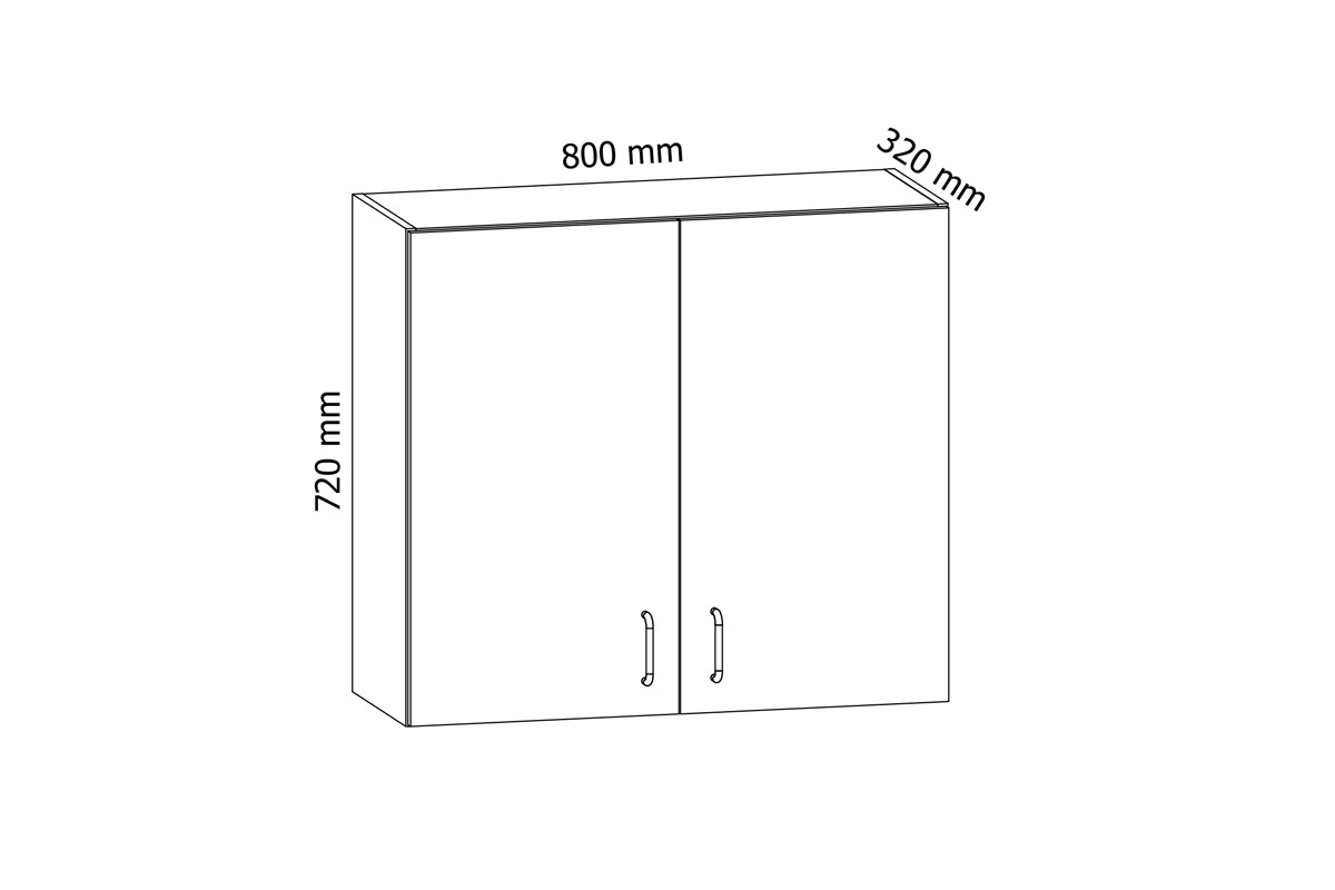 Aspen G80C - kétajtós szekrény csepegtető tálcával - fehér Szafka konyha z suszarka do naczyn Aspen G80C - méretek