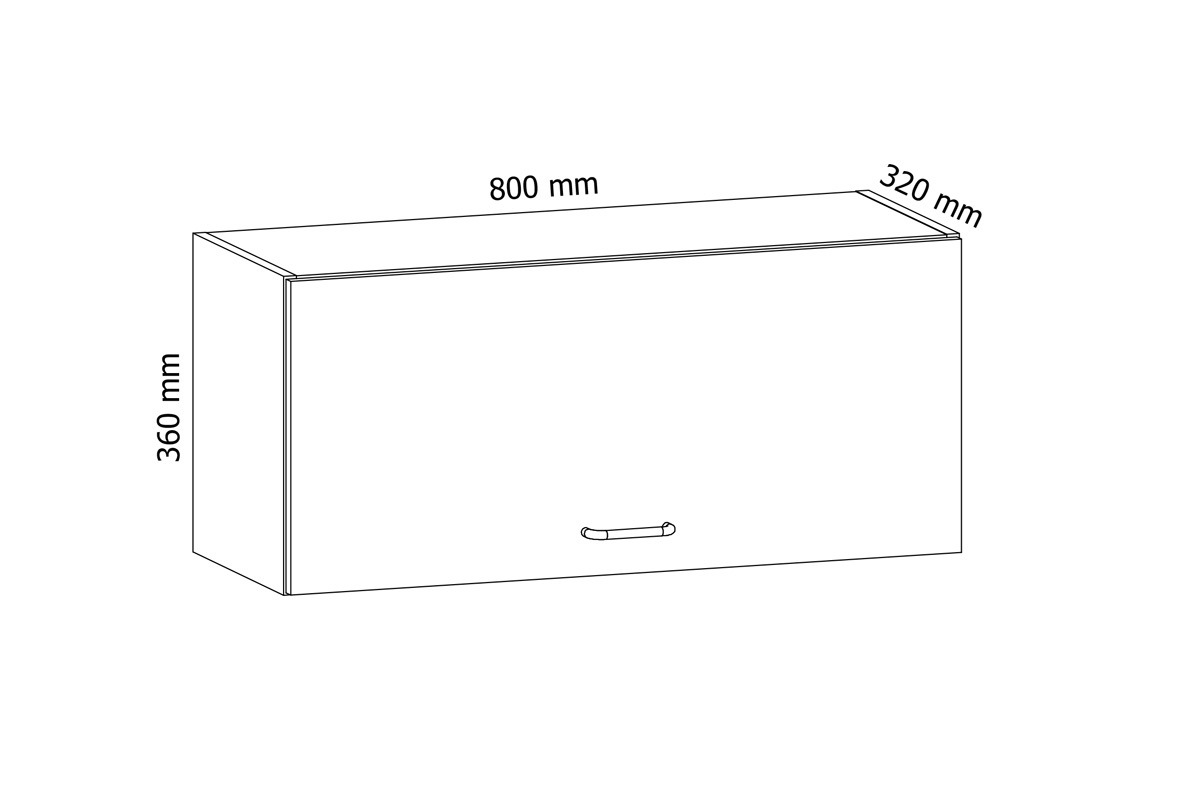 Aspen G80K - függőszekrény - fehér Szafka konyha függő alacsony Aspen G80K - méretek