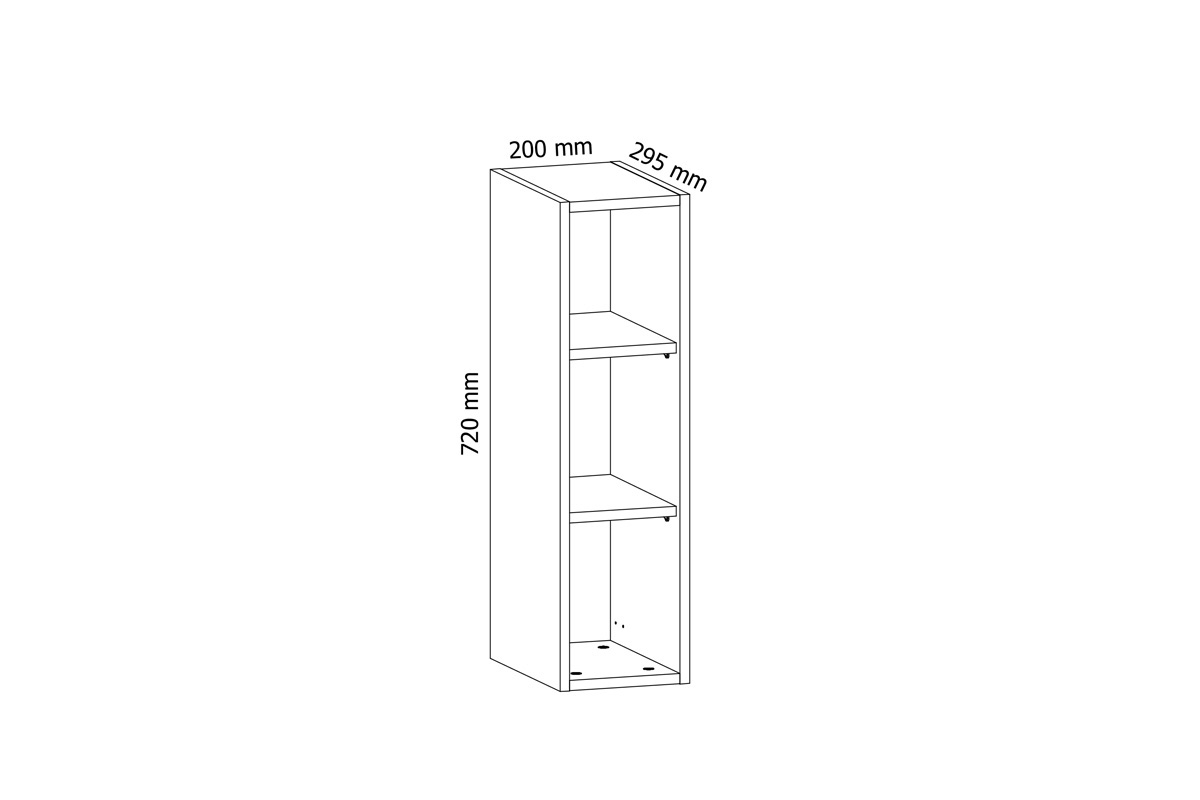 Aspen W20o - nyitott függőszekrény - fehér  Szafka konyha függő z polcok Aspen W20o - méretek