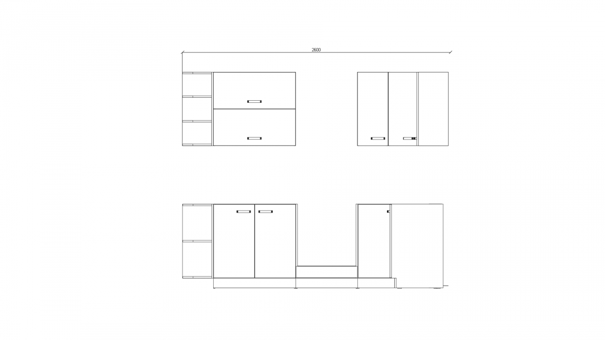 Kuchyňa Bianka biely lesk - Komplet L 260x270 - Komplet kuchynského nábytku  Komplet kuchyňského nábytku Bianka sciana 260cm 
