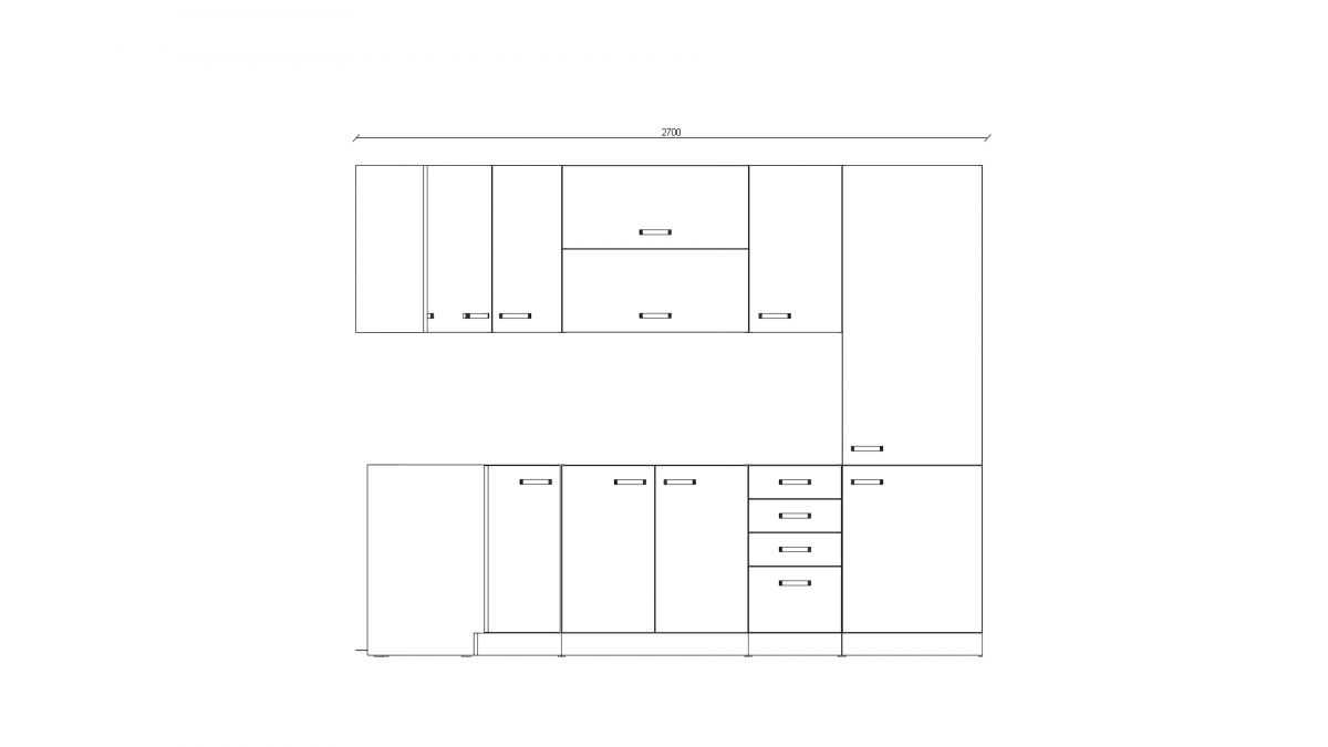 Kuchyňa Bianka biely lesk - Komplet L 260x270 - Komplet kuchynského nábytku  Komplet kuchyňského nábytku Bianka sciana 270cm 