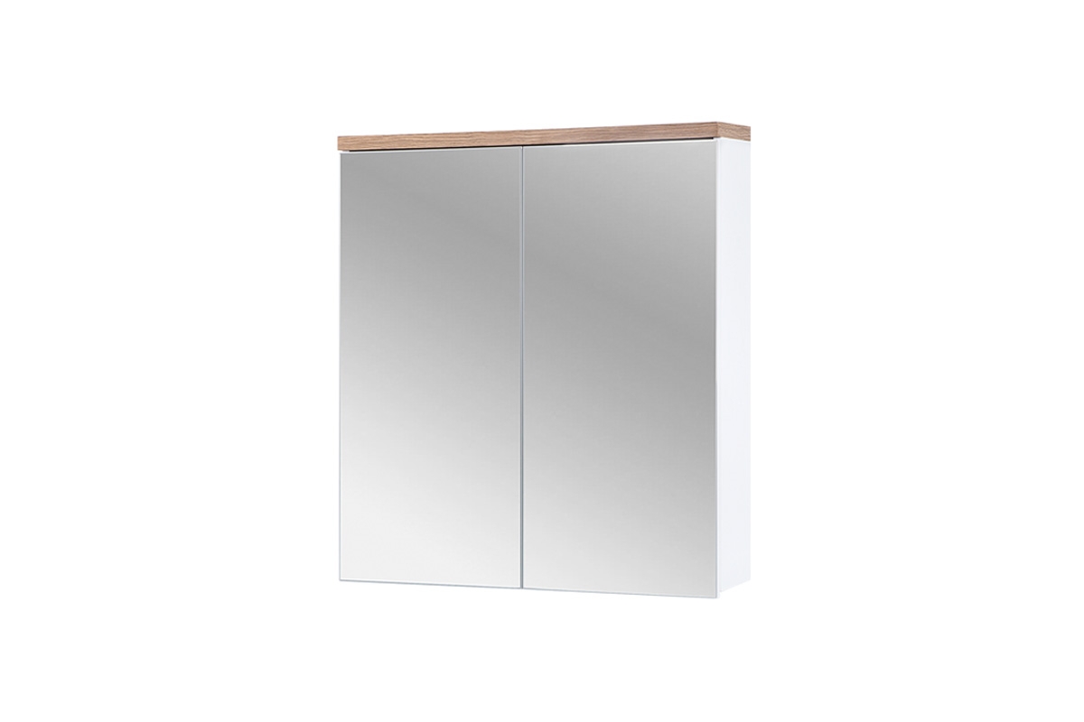 Skříňka se zrcadlem Bali White 840-60 cm - Dub wotan / Bílý mat  Skříňka se zrcadlem Bali White 840-60 cm - Dub wotan / Bílý mat 