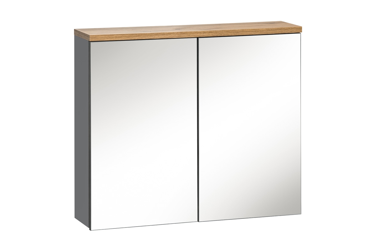 Skříňka se zrcadlem Bali Grey 840- 60 cm Grafitově matné / Dub wotan Skříňka zrcadlová bali grey