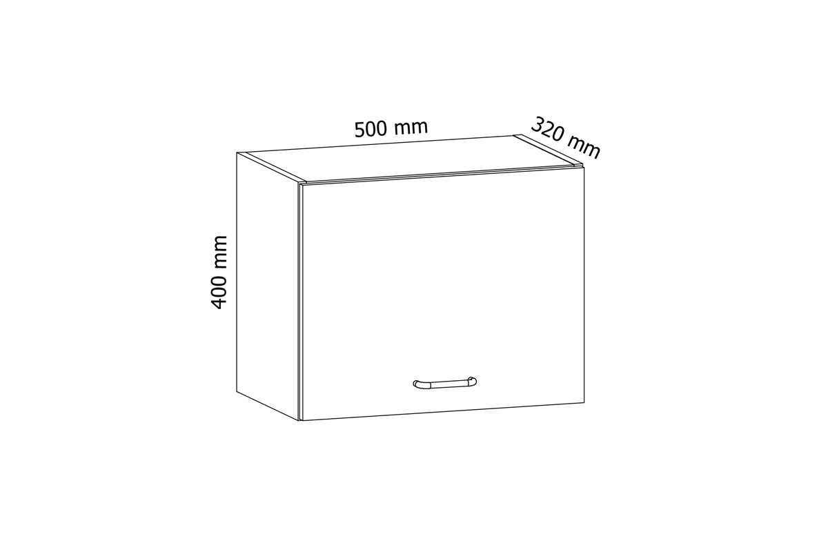 Aspen G50K alacsony konyhai fali szekrény - fényes szürke  Szafka konyha függő alacsony Aspen G50K - méretek
