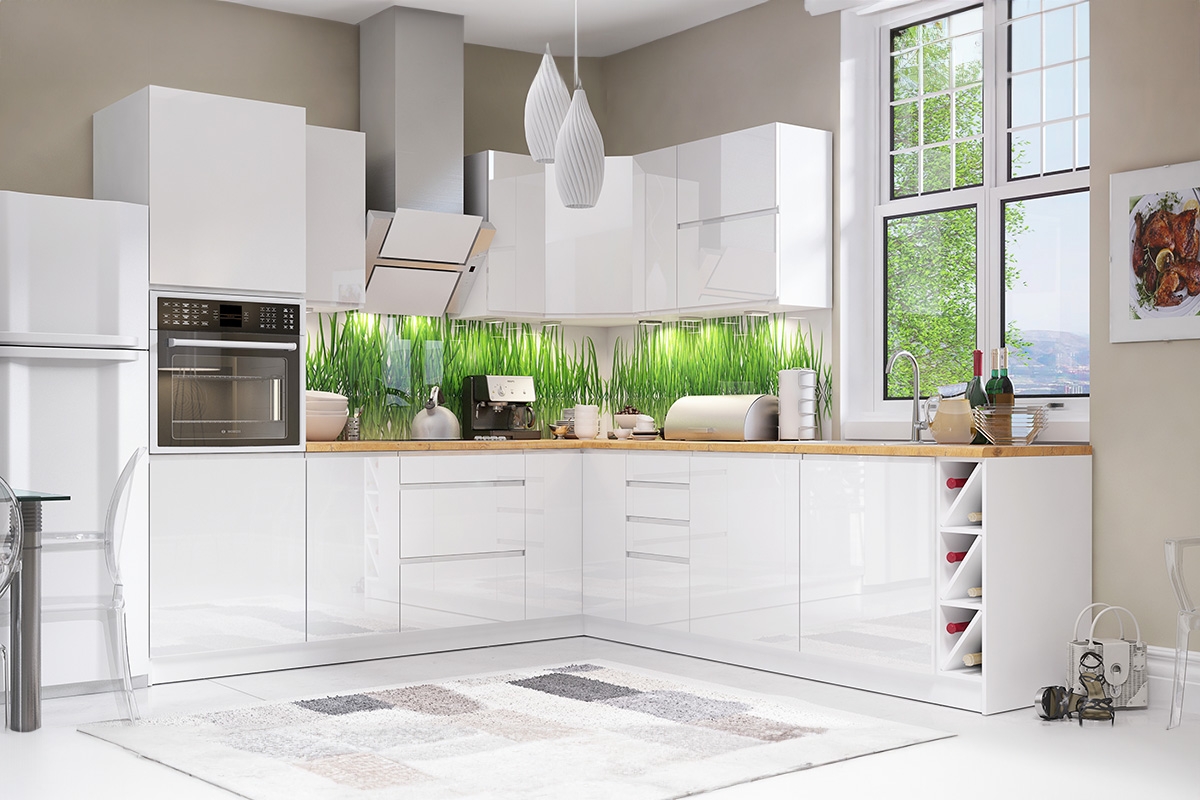 Aspen biely lesk D60 - dolná skrinka dvojdverová kolekcia nábytku kuchynského Aspen - biely lesk 