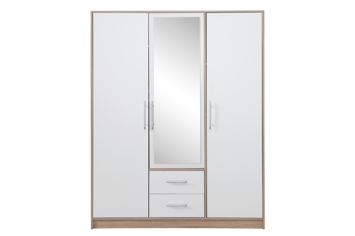 Skriňa Smart SRL2 so zrkadlom - biely lux / dub sonoma szafa z lustrem