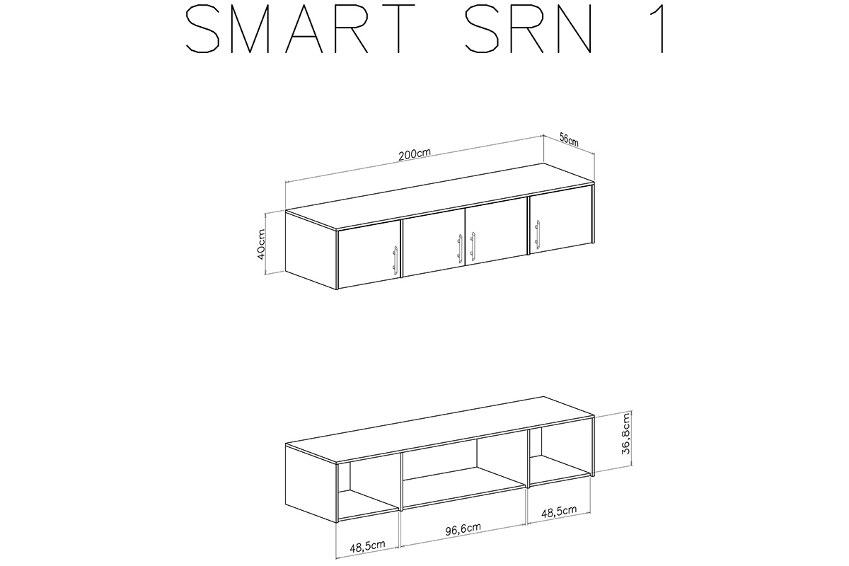 Nástavec SRN1 Smart Nástavec do Skříně Smart SRN1 - Bílý lux / Dub sonoma - schemat