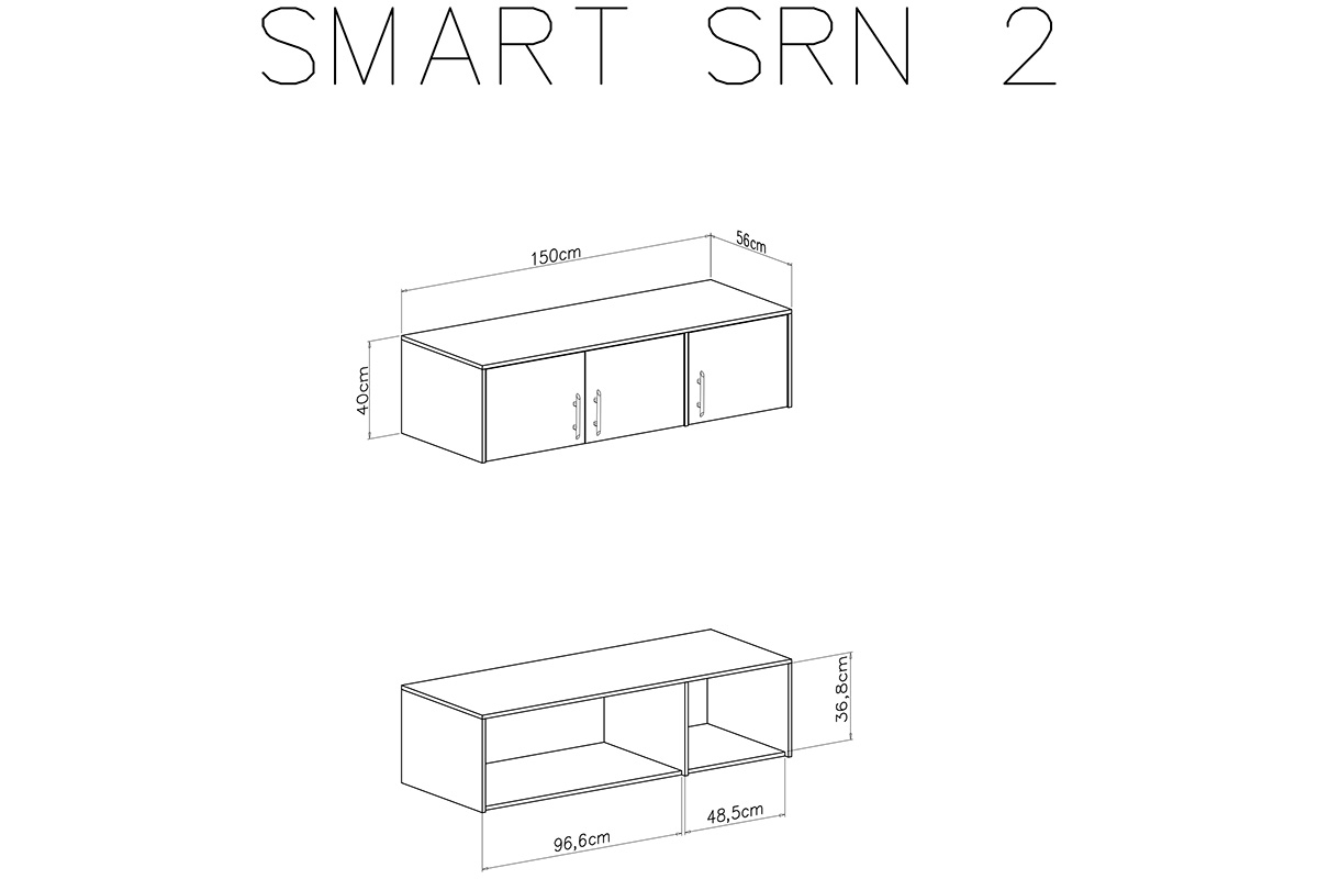 Nástavec SRN2 Smart Nástavec do Skříně Smart SRN2 - Bílý lux / Dub sonoma - schemat