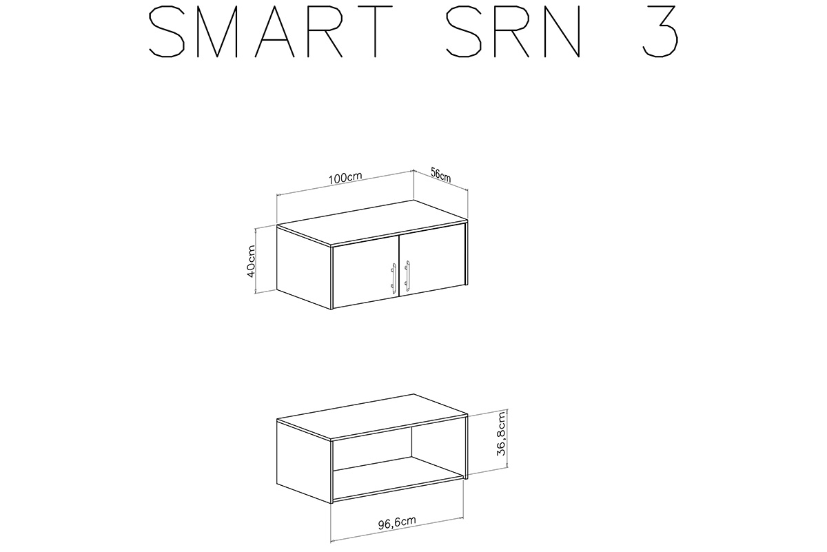 Extensie dulap SRN3 Smart Extensie de dulap Smart SRN3 - Alb lux / Stejar sonoma - diagramă