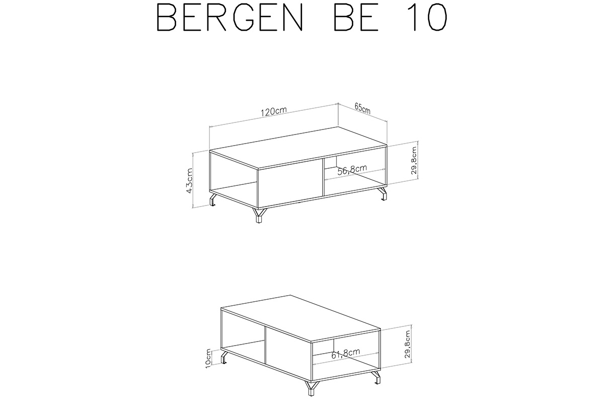 Konferenční stolek Bergen 10 - Bílý Konferenční stolek Bergen 10 - Bílý - Rozměry