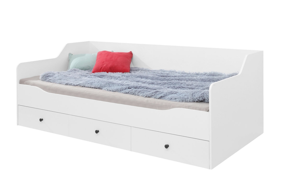 Detská posteľ Bergen 13 s 3 zásuvkami - 90x200 cm - biela białe łóżko z szufladami