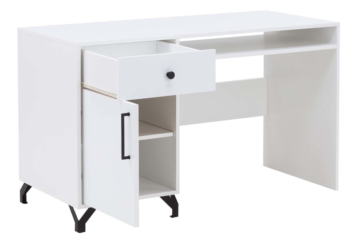 Komplet nábytku mládežnického Bergen C - Bílý elegantní a velice funkční psací stůl