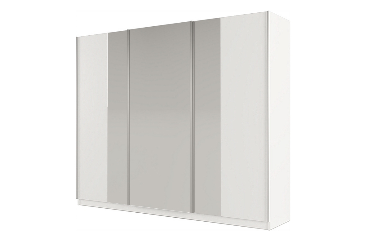 Skříň s posuvnými dveřmi se zrcadlem Praga 250 cm - Bílá Bílá Skříň s posuvnými dveřmi 
