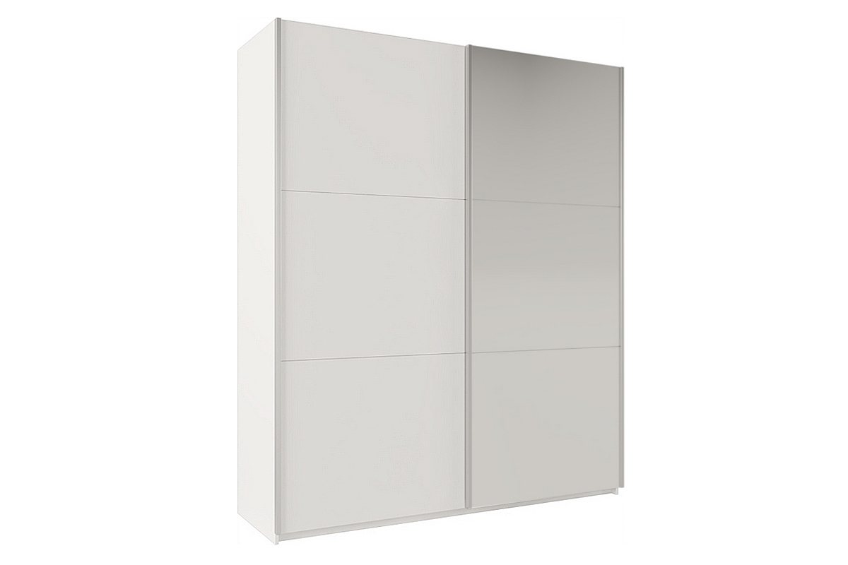 Skříň s posuvnými dveřmi se zrcadlem Rodos 200 cm - Bílá Skříň s posuvnými dveřmi Bílá 