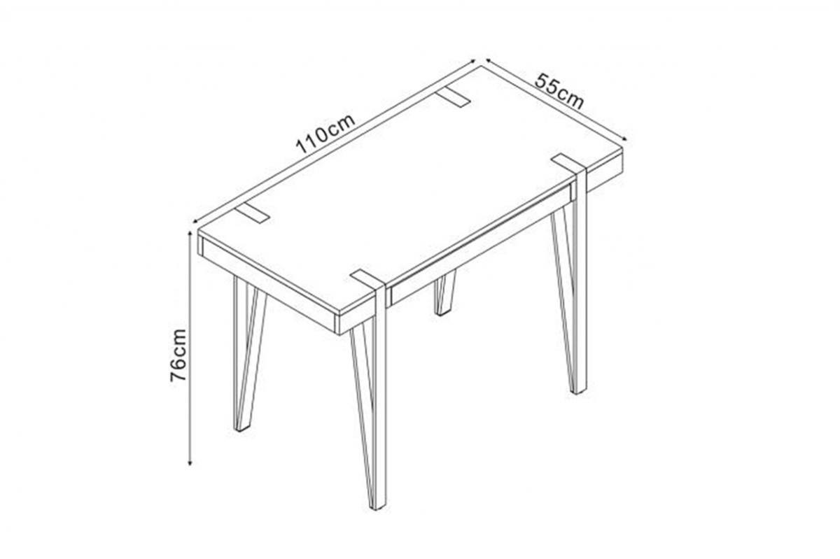 B39 Íróasztal - 110 cm - Fekete / Mézes diófa modern Psací stůl B39 - Fekete / Ořech méz - Rozměry