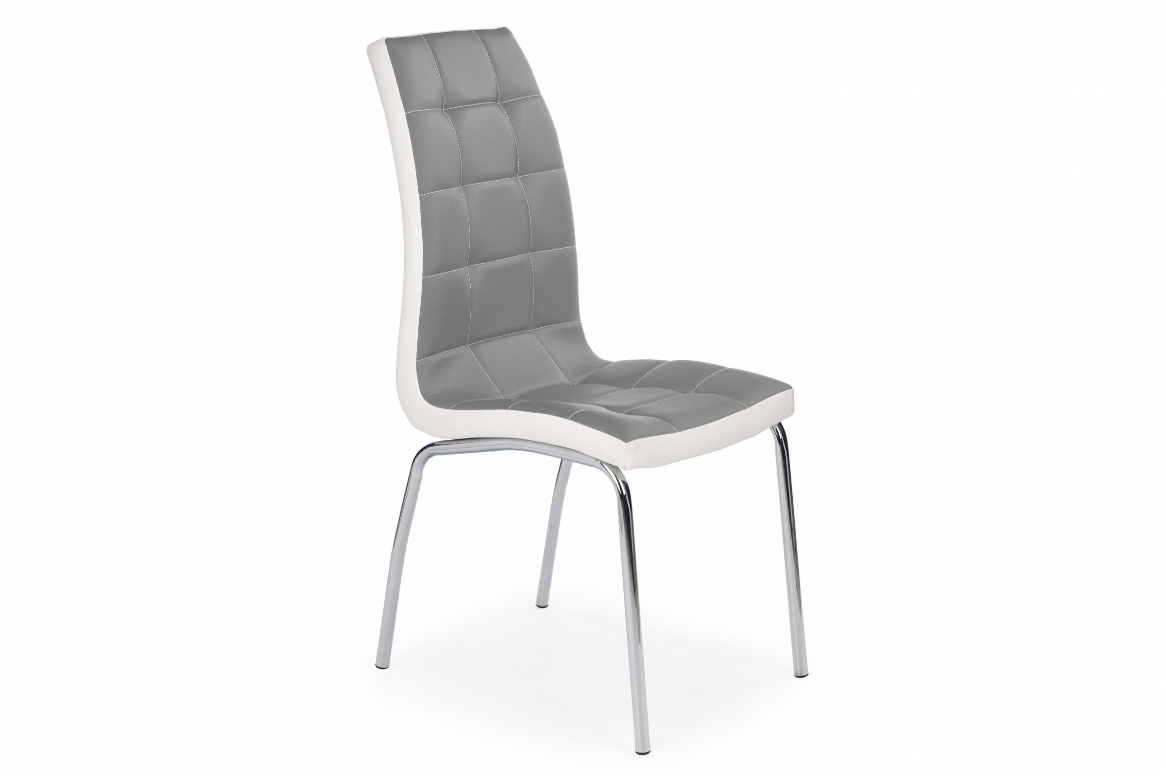 Scaun tapițat K186 cu picioare metalice - gri/ alb Tapițată scaune K186 z metalowymi nogami - cenușă / bialy