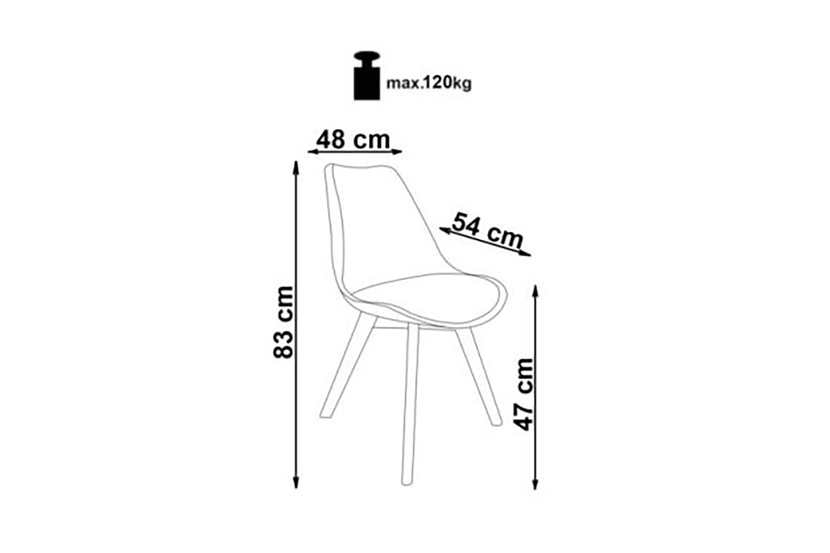 K303 szék - bézs / bükk Židle kárpitozott K303 na drewnianym stelazu - béžový / bükk - Rozměry