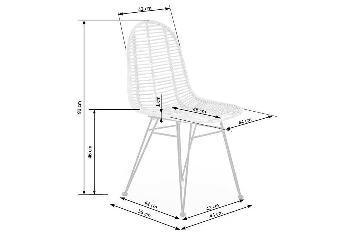 Židle K337 - přírodní ratan židle azurowe K337 rattan přírodní - přírodní - Rozměry