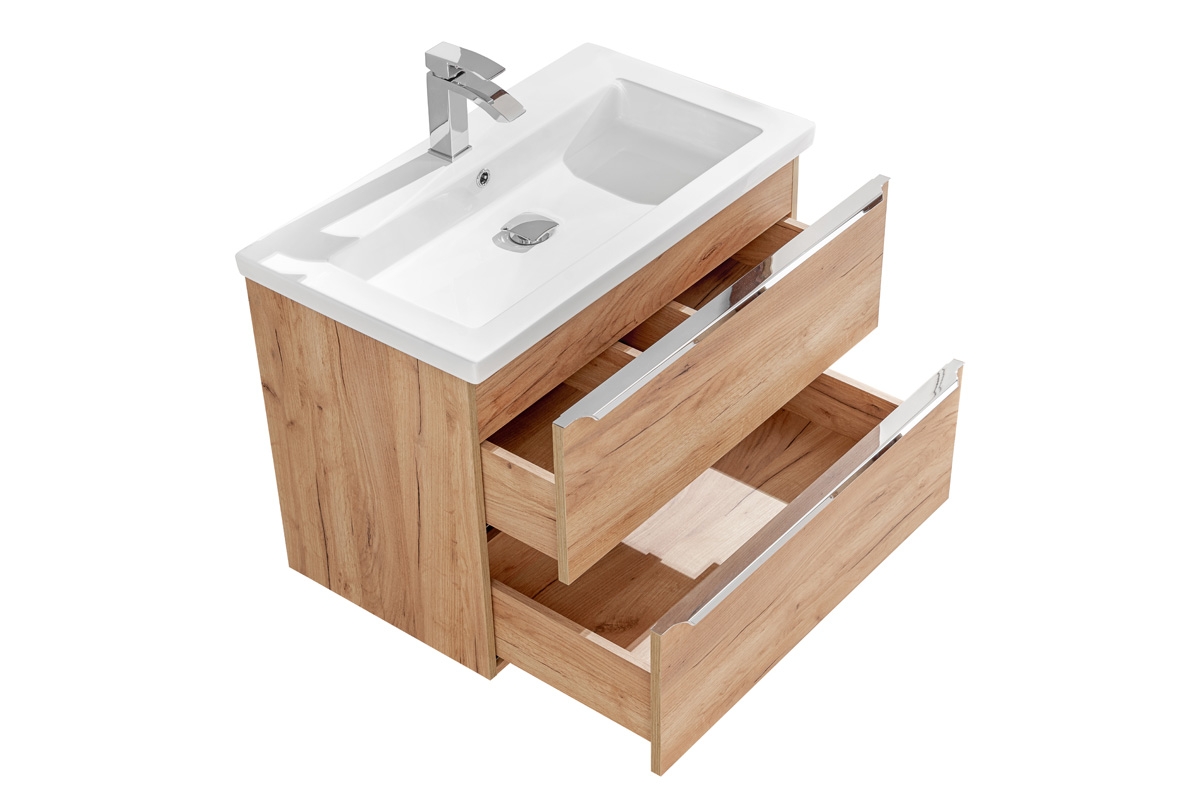 Komplet nábytku do koupelny s umývadlem Capri Dub Žlutý - 80 cm funkční prvky do koupelny