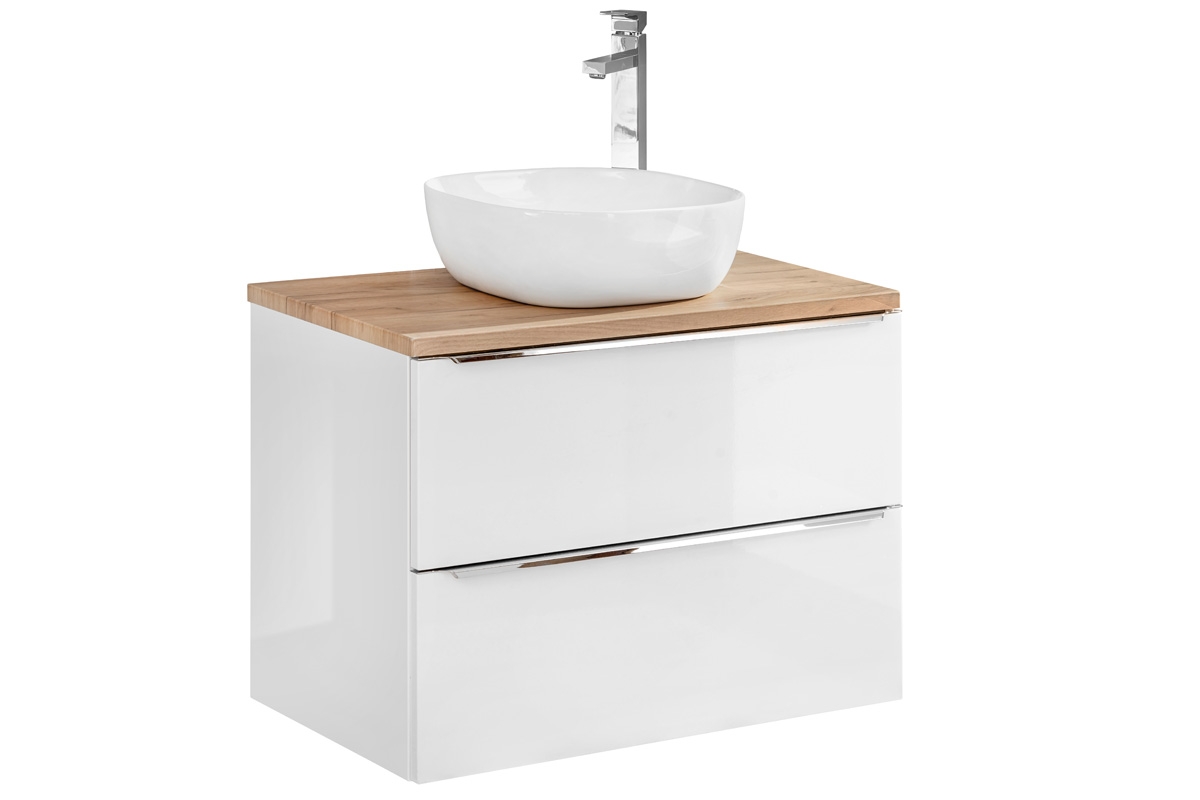 Komplet nábytku do kúpeľne s umývadlom Capri biely lesk/Dub zlatý - 60 cm Komplet nábytku do kúpeľne s umývadlom Capri biely lesk/Dub zlatý - 60 cm