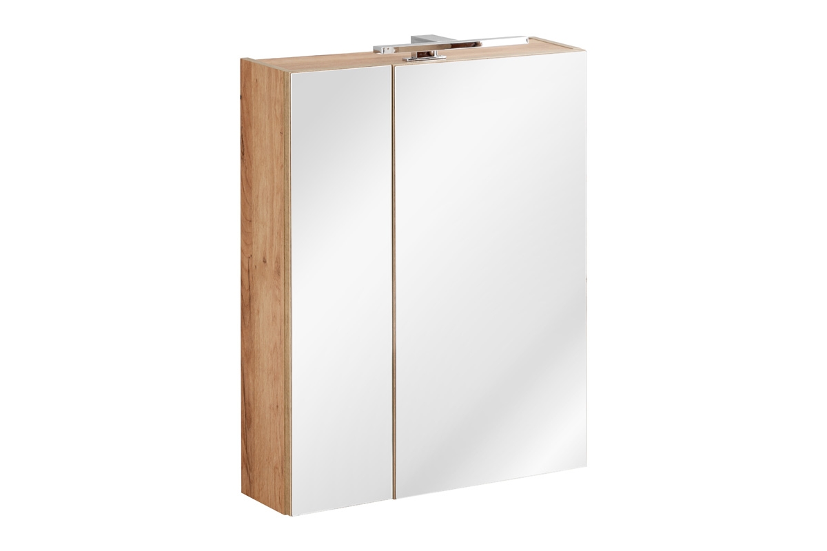 Komplet nábytku do koupelny s umývadlem Capri Bílý lesk/Dub Žlutý - 60 cm Skříňka se zrcadlem Capri 842