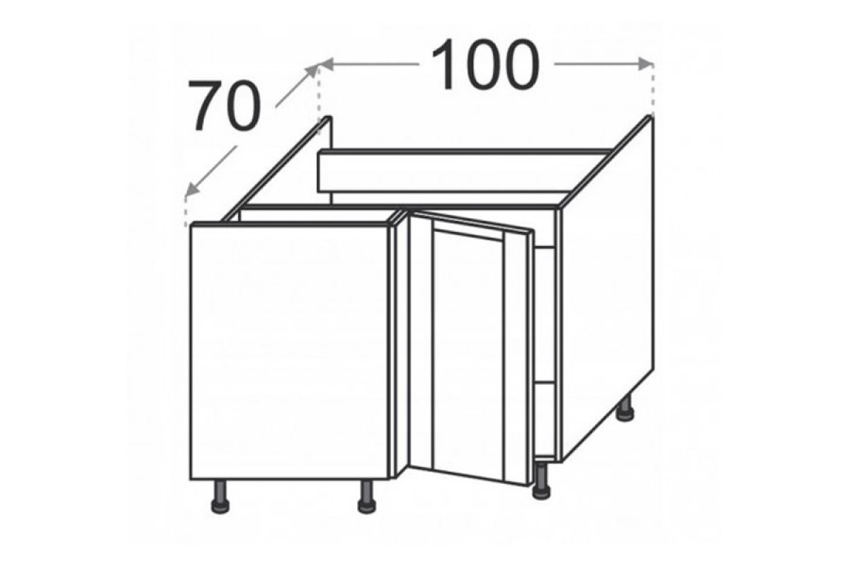 OLIVIA SOFT DRZ100x70 - Skříňka rohová pod dřez Kuchyňská skříňka