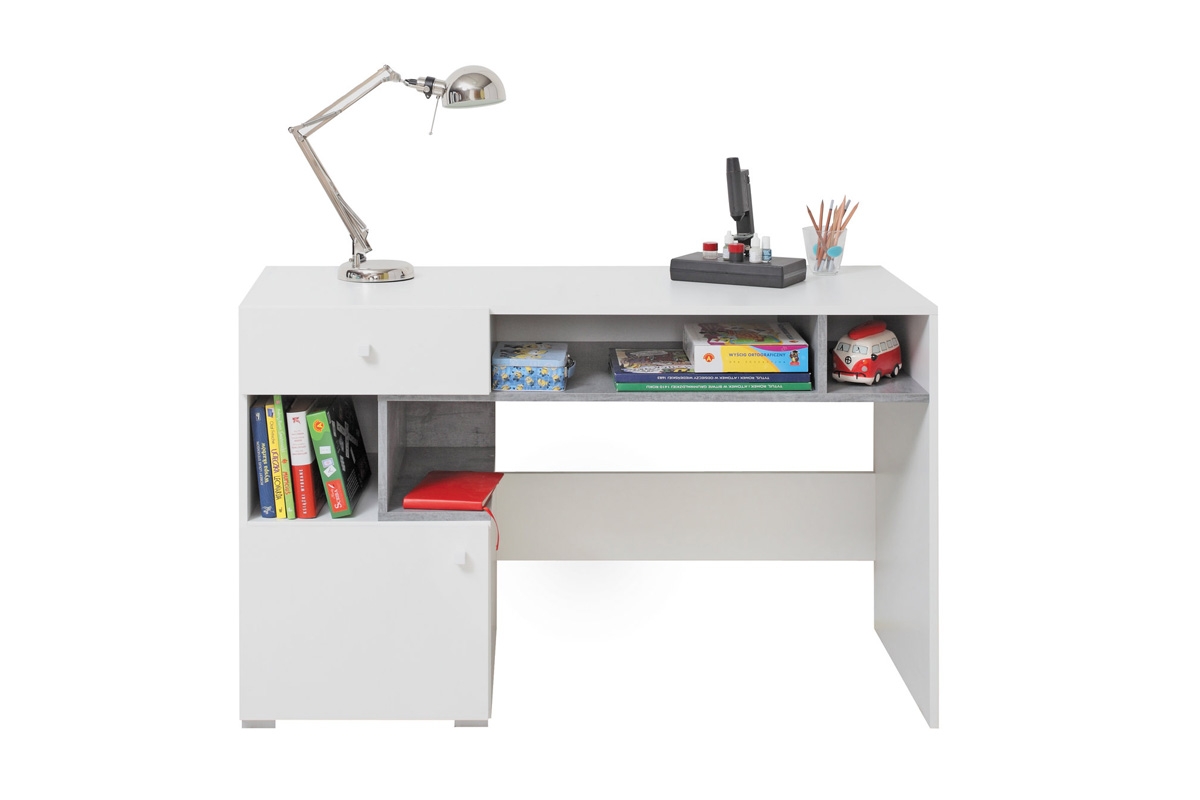 Sigma SI10 íróasztal - lux fehér / beton szürke Psací stůl mládežnický