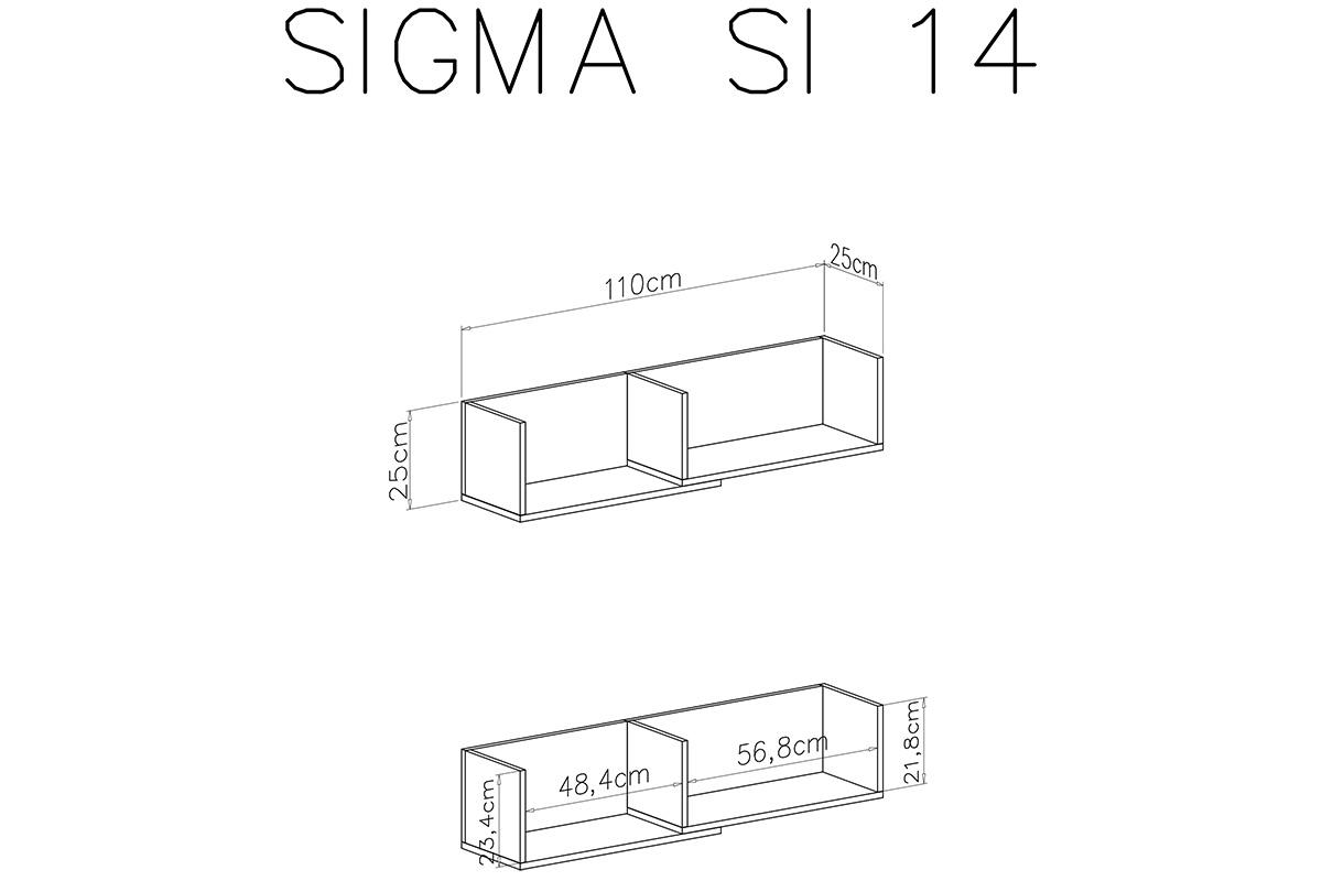 Sigma SI14 polc - lux fehér / beton szürke Police Sigma SI14 - Bílý lux / beton - schemat