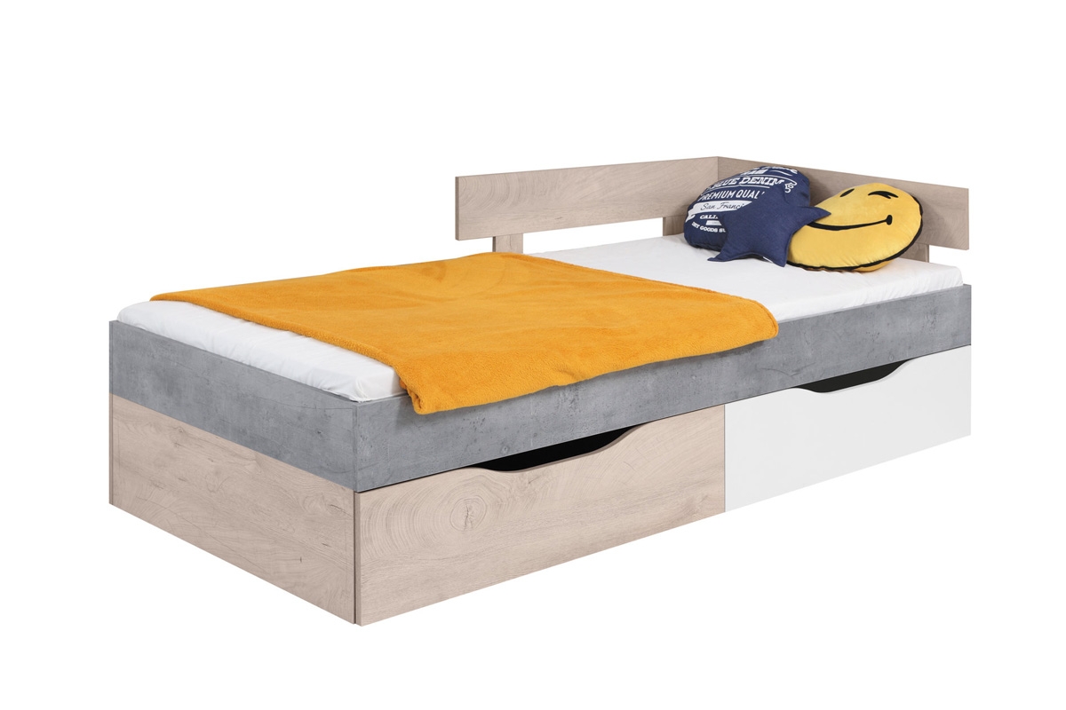 Dětská postel Sigma SI15 L/P - Alb lux / beton / Dub postel pentru camera de zi mládežnického