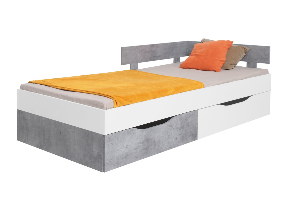 Sigma SI16 gyerekágy B/J - lux fehér / beton szürke postel mládežnická pro jednu osobu