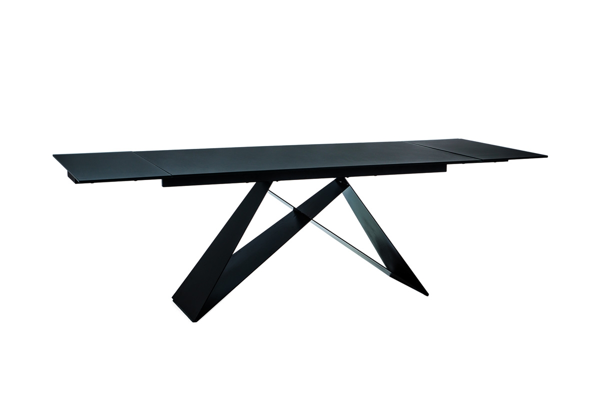Stôl rozkladany Westin I so sklenenou doskou 160-240x90 cm - Čierny mat  rozkladany Stôl 
