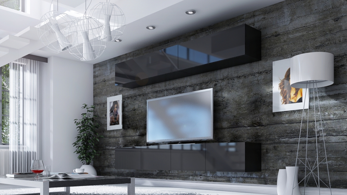 Závěsný regál vertikální Combo 7 - grafit Nábytek do obývacího pokoje