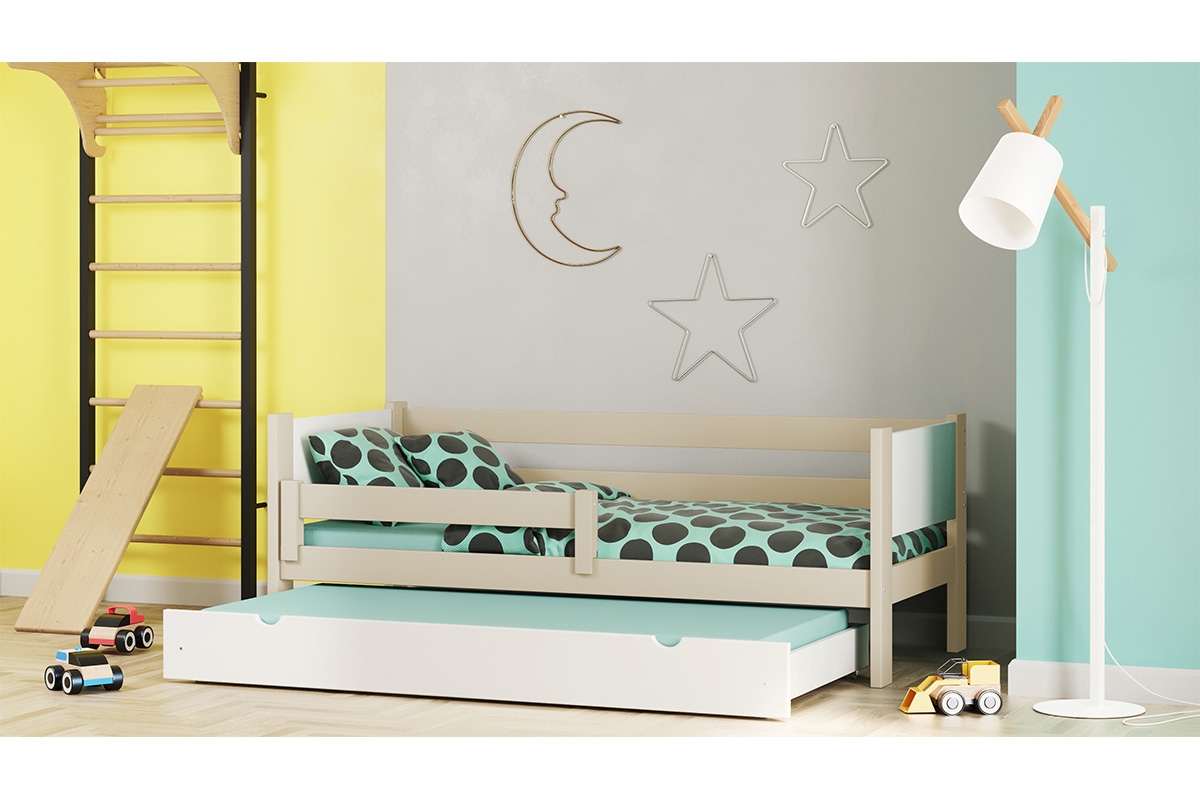 Dětská postel Denis přízemní výsuvná postel vanilková
