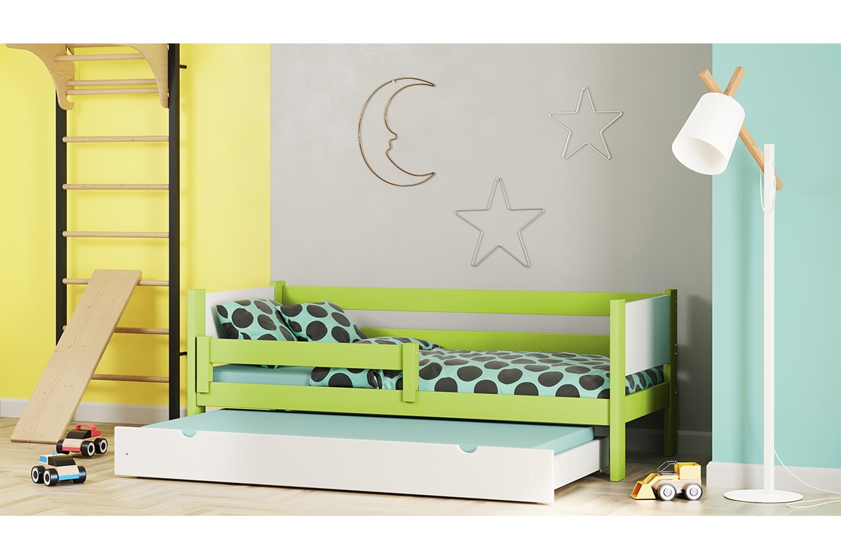 Dětská postel Denis přízemní výsuvná postel Zelená