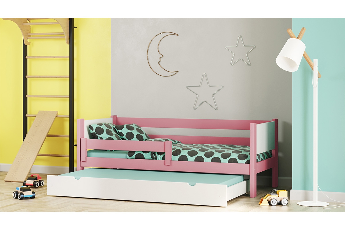 Dětská postel Denis přízemní výsuvná postel růžová