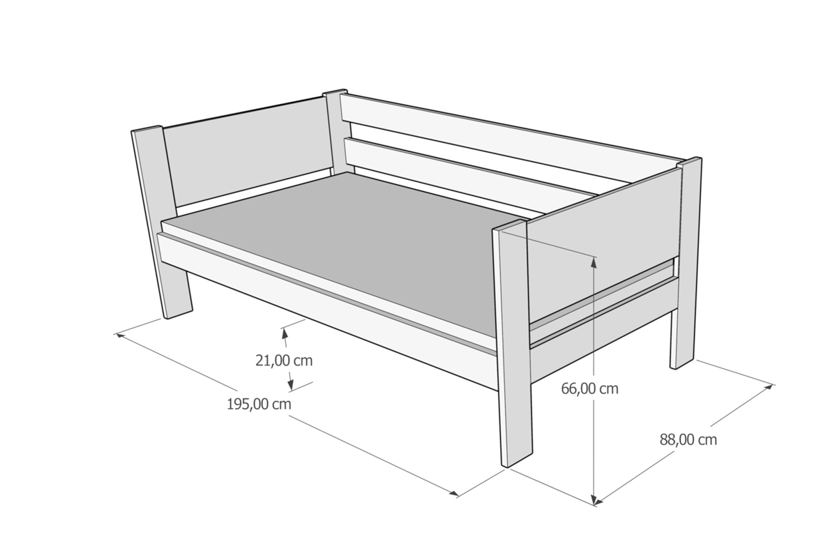 Jednoposchodová posteľ pre dve osoby Denis so zásuvkou rozkladacia Detská posteľ Denis prízemná s výsuvným lôžkom - Rozmery 190/80