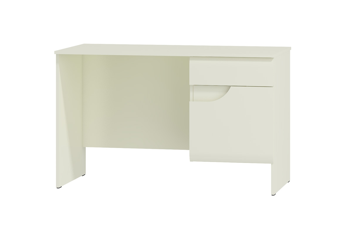 Psací stůl biale Bryza BRB-1C 900 - Bílý lesk Bílý Psací stůl se zásuvkou a skříňkou