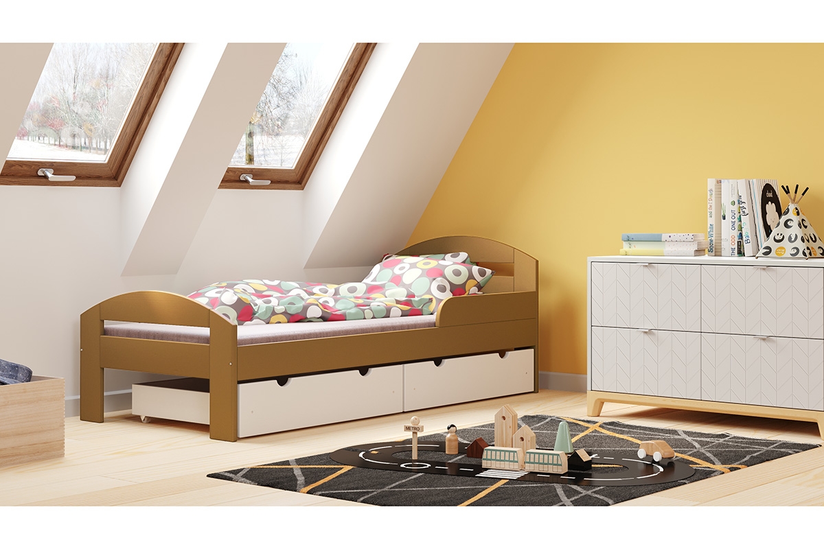 Dětská dřevěná postel Wiki postel w barevným odstínu olchy 