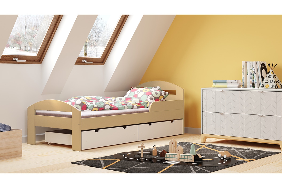 Dětská dřevěná postel Wiki sosnowe postel z zásuvkami 