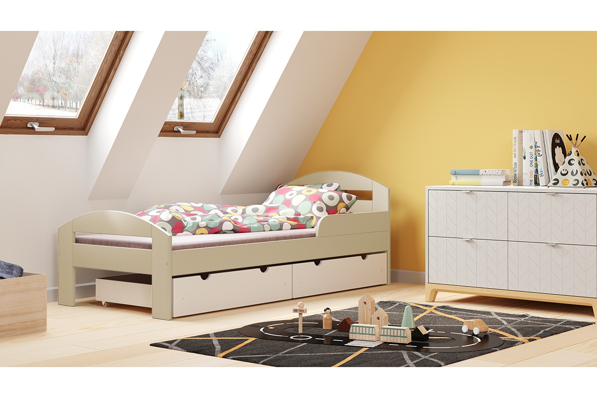 Dětská dřevěná postel Wiki waniliowe postel z zásuvkami 
