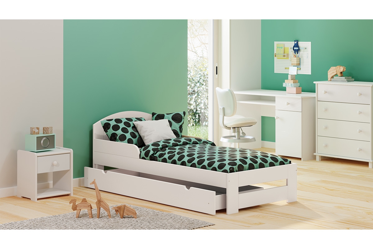 Dřevěná dětská postel Wiki II biale postel dziciece