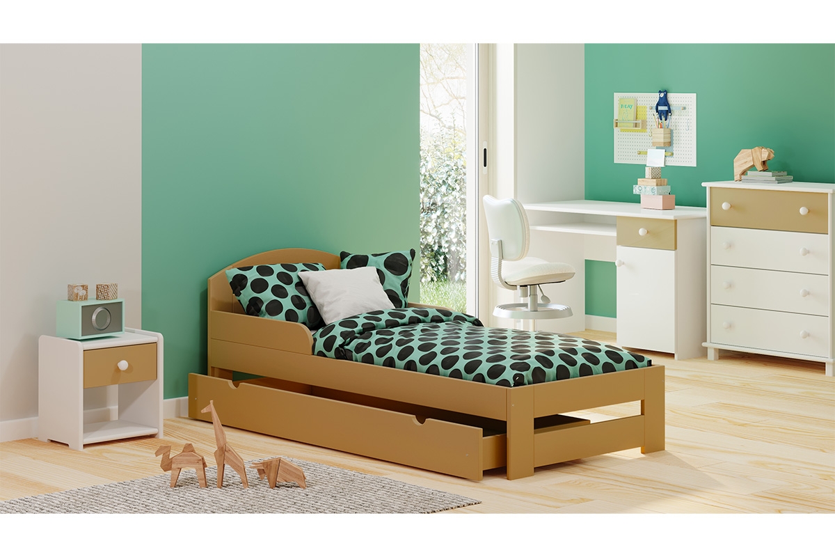 Dřevěná dětská postel Wiki II postel w barevným odstínu olchy
