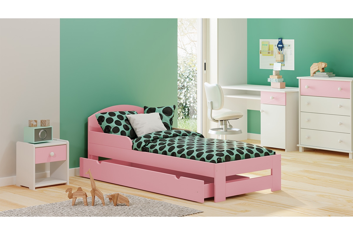 Drevená detská posteľ Wiki II rozowe drevená posteľ 