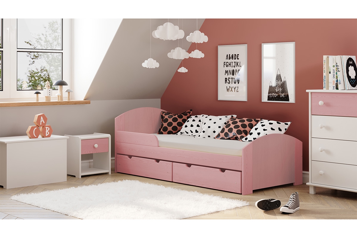 Drevená detská posteľ Fibi rozowe Detská posteľ