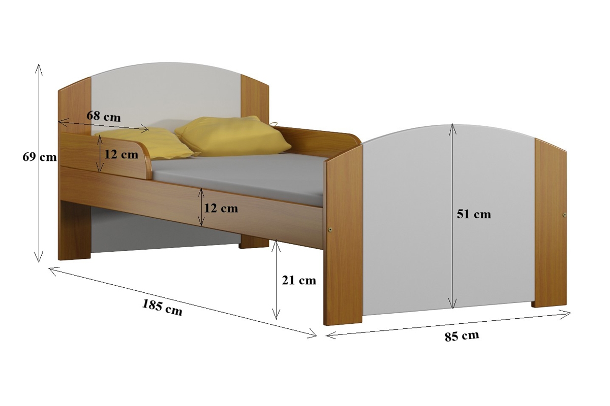 Drevená detská posteľ Fibi Posteľ - Rozmery 180x80