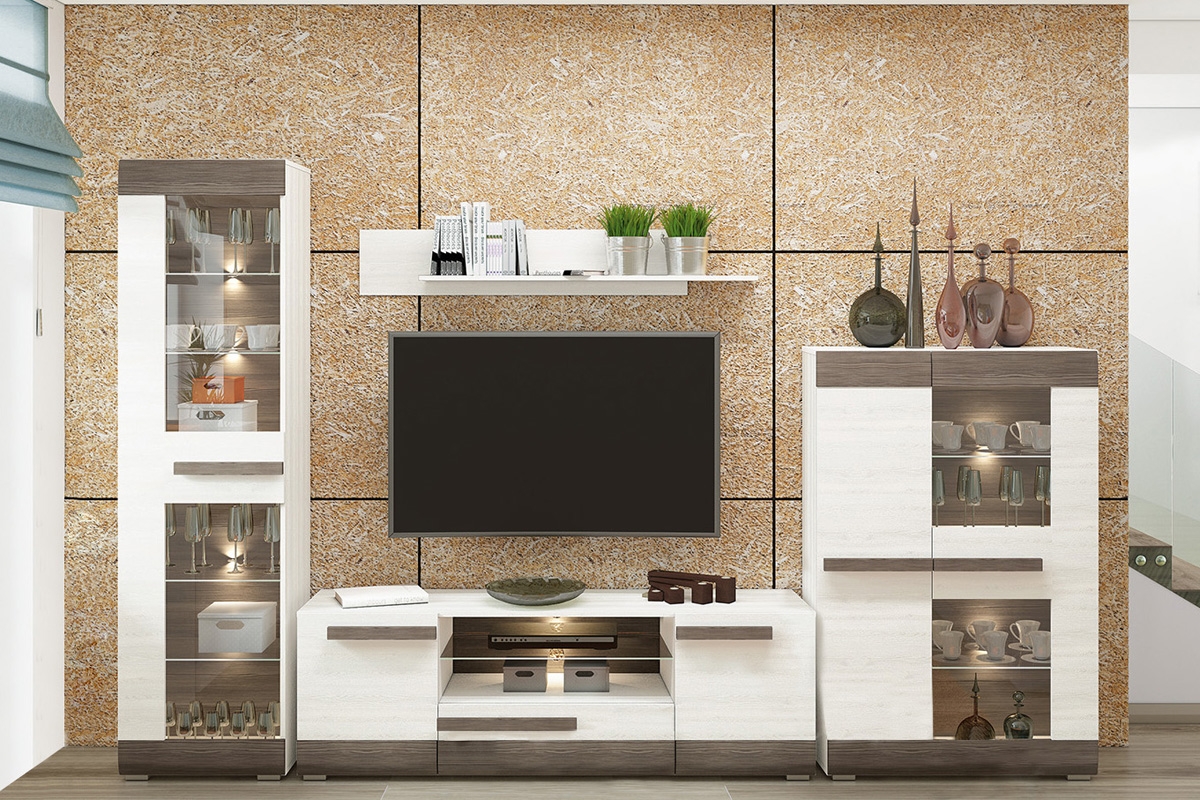 Set de mobilier Blanco de perete modern pentru camera de zi  Obývací stěna do obývacího pokoje