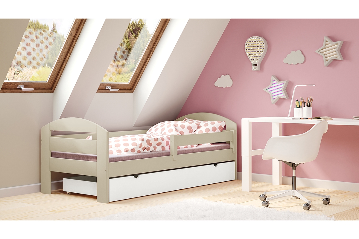 Dřevěná dětská postel Wiola postel w barevným odstínu wanili
