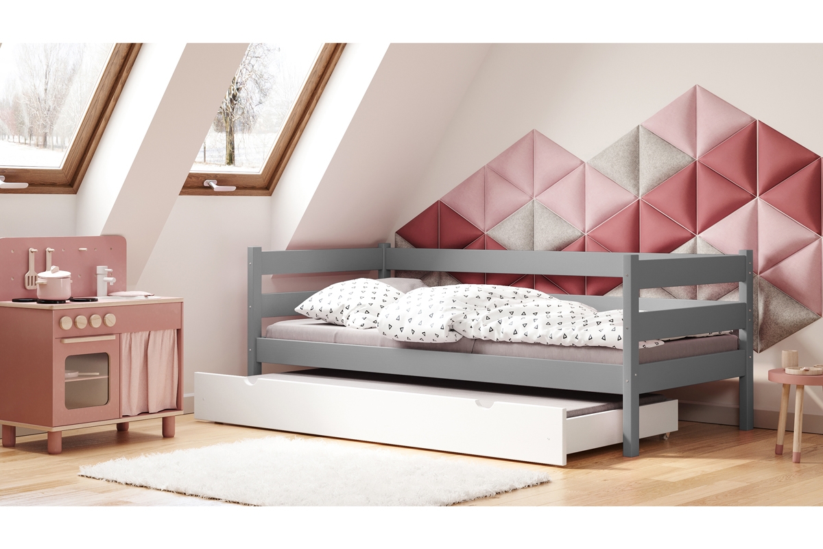 Dětská dřevěná postel výsuvná Ola II szare postel